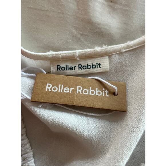 ROLLER RABBIT Ondine Dress White Floral White Cotton Silk Ruffles Small NEW - Picture 4 of 7